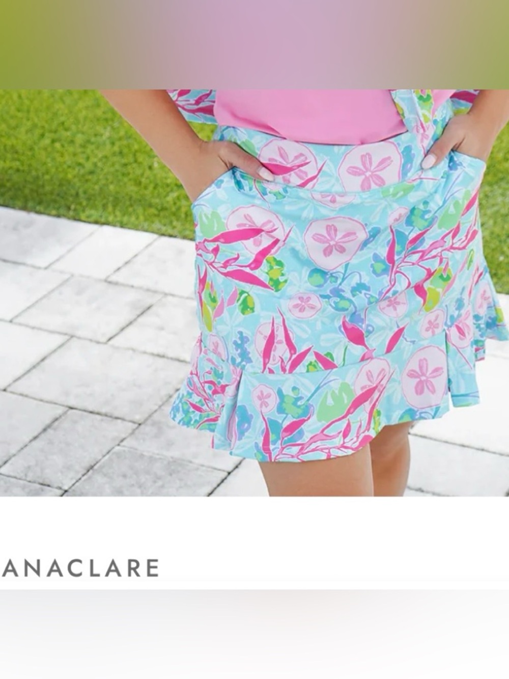 Anaclare Aqua Floral Ruffle Mini Skirt